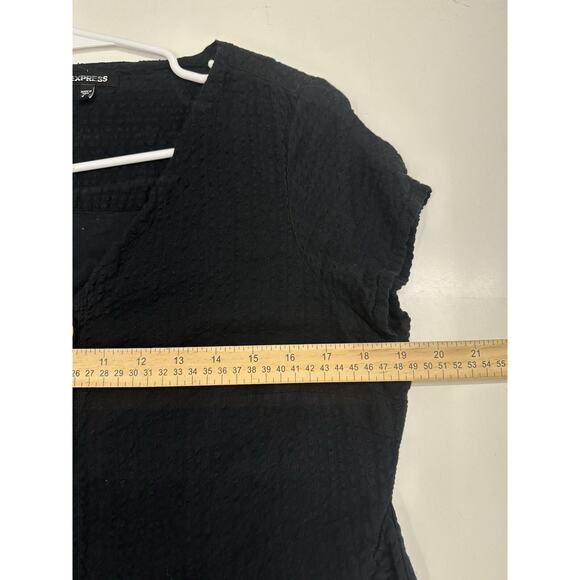 Express Womens Jumpsuit Size Large Black Short Sleeve V-Neck One Piece - Picture 9 of 15